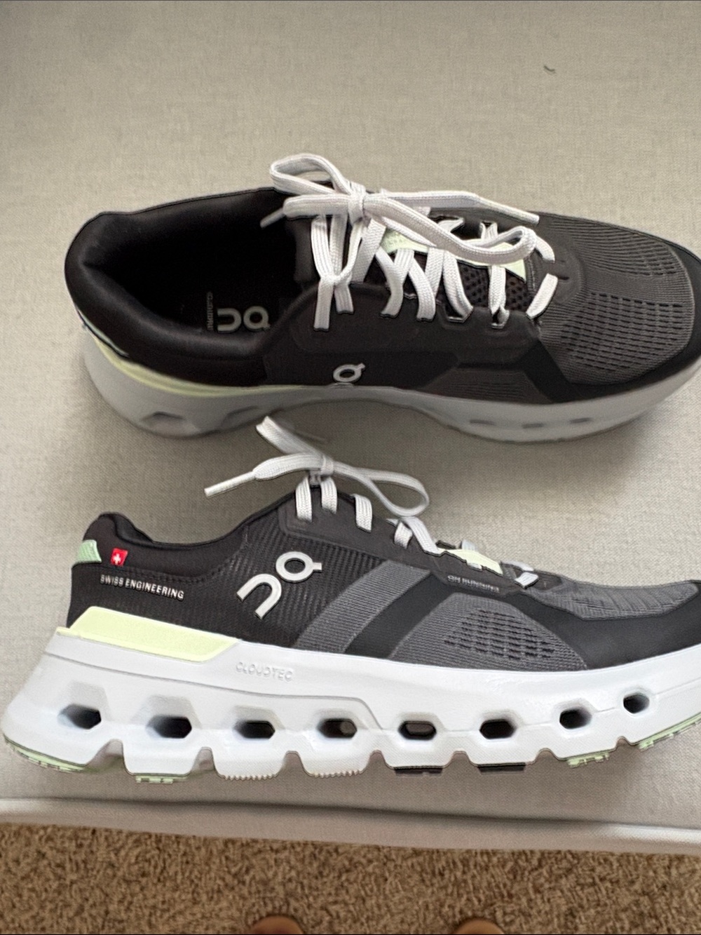 On Running Women’s Cloudtec Running Shoes - Black with Pale Green Accents - Picture 4 of 5